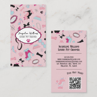 QR-Code Rosa Weiblicher Mid-Century-Tierpfleger II Visitenkarte