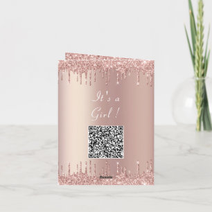 QR Code Rose Blush Girl Dusche Einladung