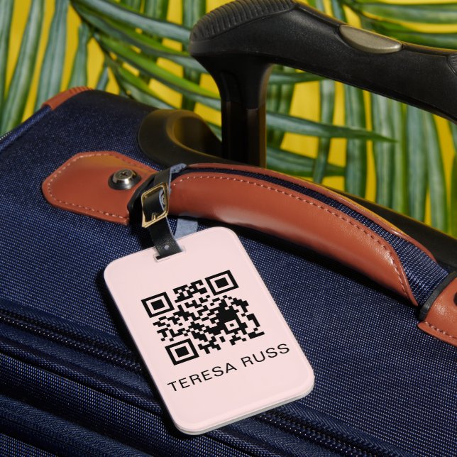 QR-Code Rosé Femininer Scannbarer Kontaktinfo Gepäckanhänger (Vorderseite Insitu 1)