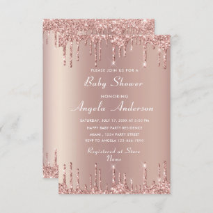 QR Code Rose Gold Baby Boy Shower Einladung