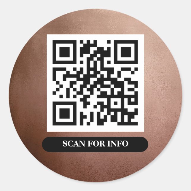QR Code Rose Gold Einzigartiger Beruflicher Trendy Runder Aufkleber (Vorderseite)