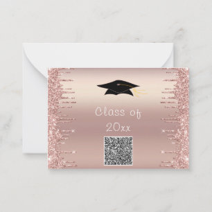 QR Code Rose Gold Glitzer Abschluss Einladung