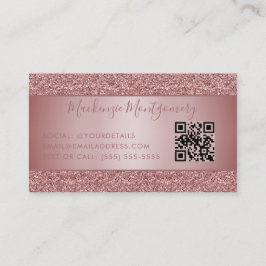 QR Code Rose Gold Sparkle Glitzer Tropfen Luxus Visitenkarte
