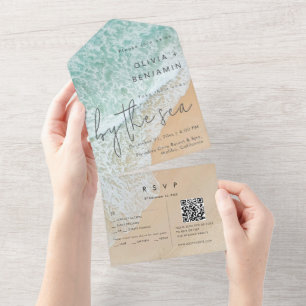 QR-Code RSVP für Strandhochzeit am Meer All In One Einladung
