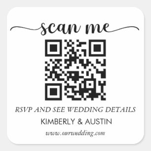 Qr Code RSVP   Hochzeitswebsite Quadratischer Aufkleber
