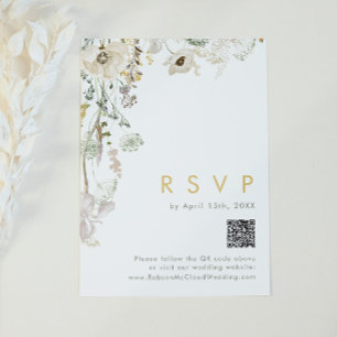 QR-Code-RSVP-Karte der Whimsistischen Wildblume Einladung