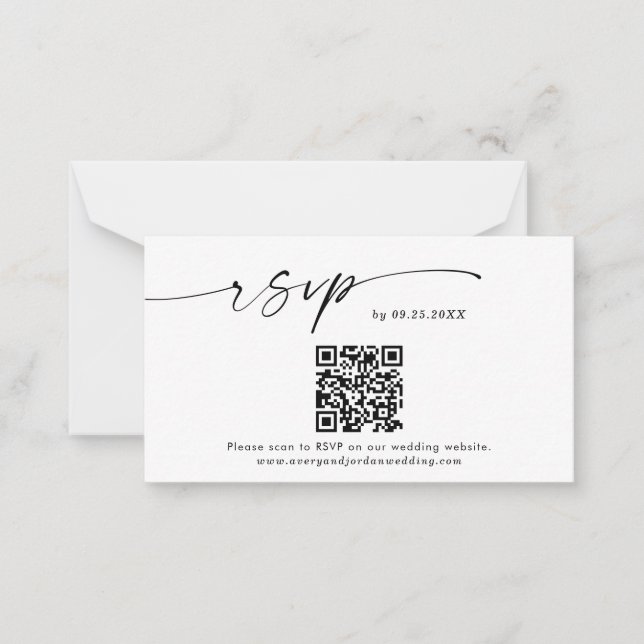 QR-Code RSVP-Karte | Modernes Minimalistisches Hoc Mitteilungskarte (Vorderseite)