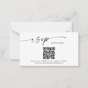 QR-Code RSVP-Karte   Modernes Minimalistisches Hoc Mitteilungskarte