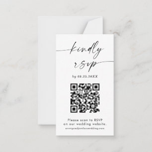 QR-Code RSVP-Karte   Modernes Minimalistisches Hoc Mitteilungskarte