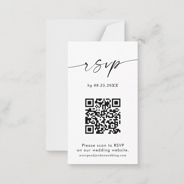 QR-Code RSVP-Karte | Modernes Minimalistisches Hoc Mitteilungskarte (Vorderseite)