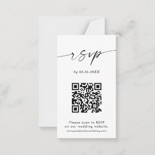 QR-Code RSVP-Karte   Modernes Minimalistisches Hoc Mitteilungskarte