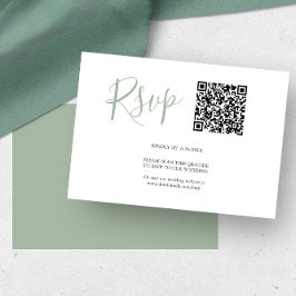 QR-Code RSVP-Karten Sage Green RSVP Karte