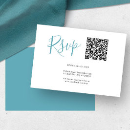 QR-Code RSVP-Karten Türkis Blue RSVP Karte