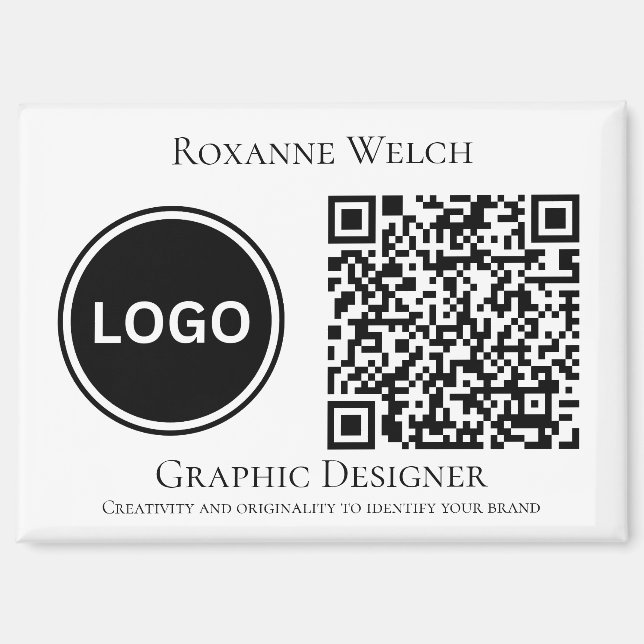 QR-Code Runde Logo Unternehmen Großunternehmen Magnet (Vorderseite)