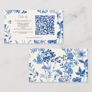 QR Code Rustic Blue Wildblume Wedding Begleitkarte