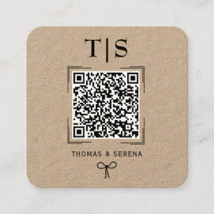 QR Code Rustic Kraft (editierbar) Budget Wedding Quadratische Visitenkarte