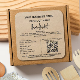 QR Code Rustic Texas Hütte Law Lebensmitteletikett Quadratischer Aufkleber