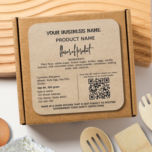 QR Code Rustic Texas Hütte Law Lebensmitteletikett Quadratischer Aufkleber (Von Creator hochgeladen)