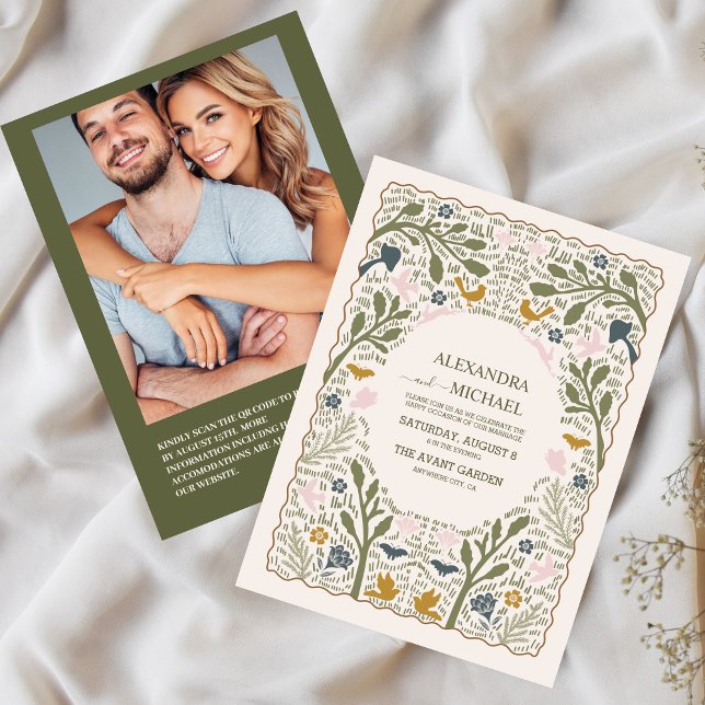QR-Code Rustik Grüne Wald-Farn-Hochzeit Einladung (Von Creator hochgeladen)