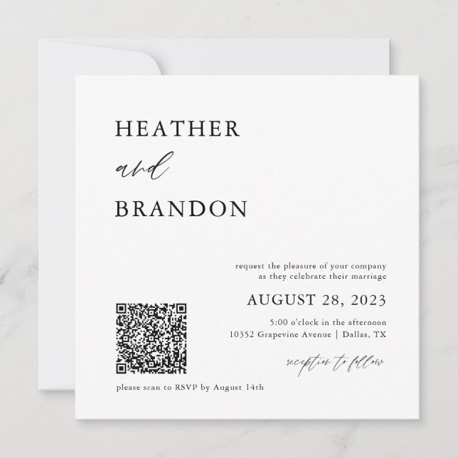 QR Code Rustikale Einladung zum Hochzeitsplatz (Vorderseite)