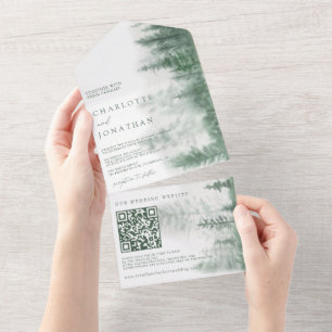 QR-Code Rustikale Hochzeit im Gebirgswald All In One Einladung