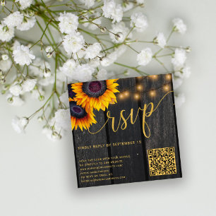 QR-Code rustikale Sonnenblumenholzhochzeit RSVP Begleitkarte