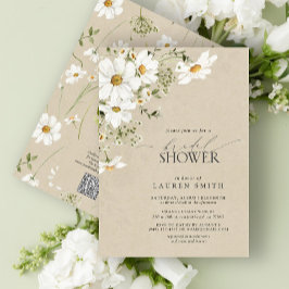 QR-Code Rustikales Aquarell-Daisy-Brautparty Einladung