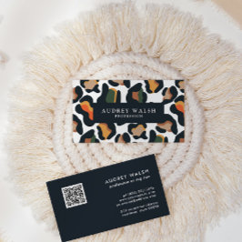 QR CODE Safari Animal Skin Leopard Spot Visitenkarte