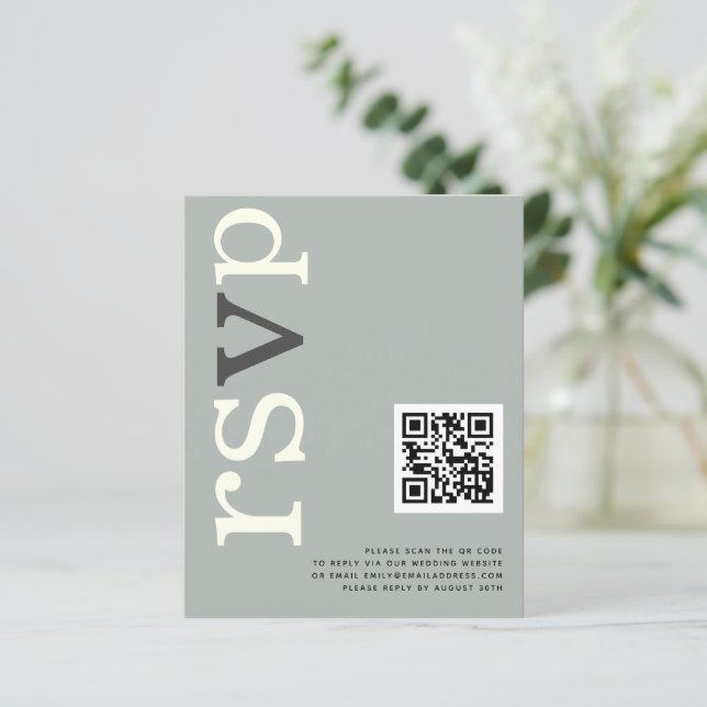 QR-Code-Sage Elfenbein Hochzeit Online-UAWG (Stehend Vorderseite)