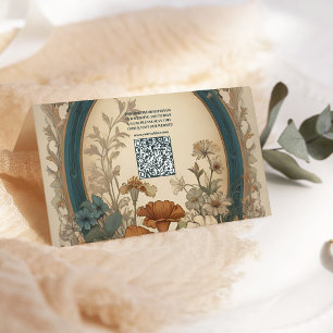QR Code Sage Green Art Nouveau Alphonse Wedding Begleitkarte
