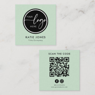 QR-Code Sage Green Benutzerdefiniertes Logo Code s Quadratische Visitenkarte