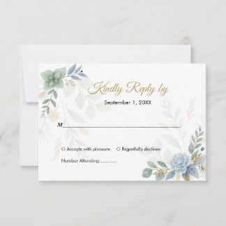 QR-Code Sage Green Floral Watercolor Hochzeit RSVP Karte
