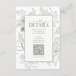 QR-Code Sage Green Floral Wedding Details Begleitkarte