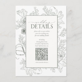 QR-Code Sage Green Floral Wedding Details Begleitkarte