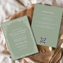 QR Code Sage Green Minimal Hochzeit