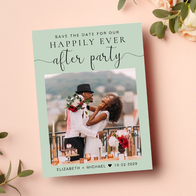 QR-Code-Sage Save the Date für das Hochzeitempfang Ankündigungspostkarte (A stylish save the date announcement for a reception to celebrate your elopement or private wedding)