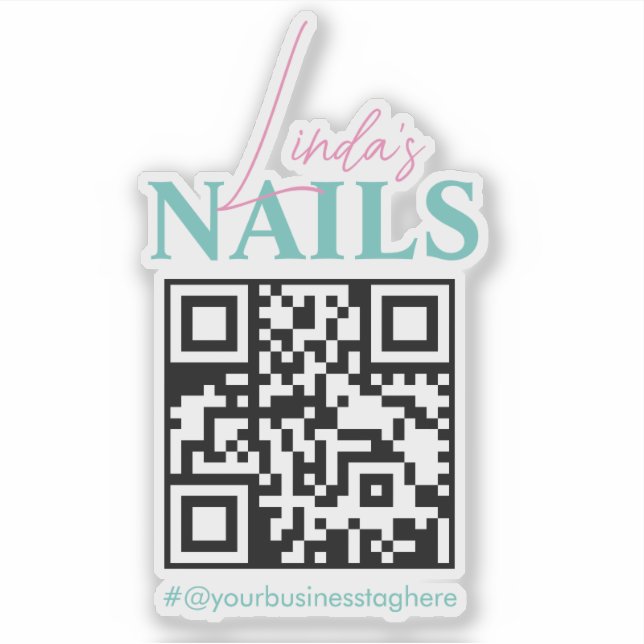 QR Code Salon Nail Firmenname Auto Decal Aufkleber (Vorderseite)