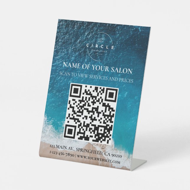 QR-Code-Salondienste-Zeichen Sockelschild (Vorderseite)