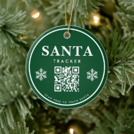 QR Code Santa Tracker Kinder Moderne grüne Weihnac Keramik Ornament