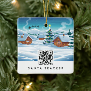 QR Code Santa Tracker Kinder Moderner Weihnachtssc Keramikornament