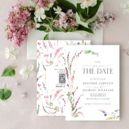 QR Code Save the Date Elegant Wildflower Floral Einladung