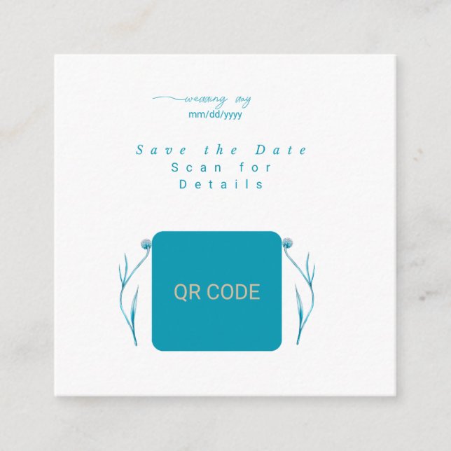 QR-Code Save-the-Date-Karte Minimalistische Hochze Begleitkarte (Vorderseite)