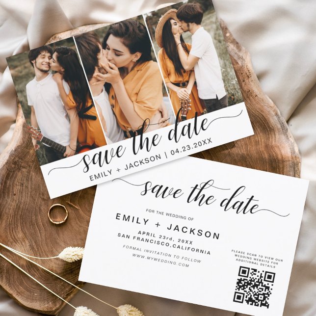 QR-Code - Save the Date Modernes Elegant-3-Foto (Von Creator hochgeladen)