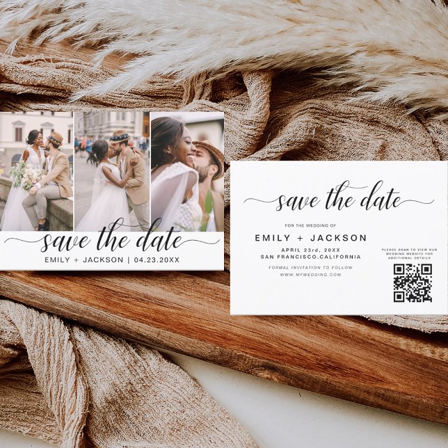 QR-Code - Save the Date Modernes Elegant-3-Foto (Von Creator hochgeladen)