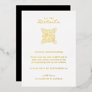 QR-Code-Scan   Beiliegende Hochzeitsdetails  Folieneinladung