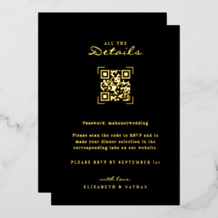 QR-Code-Scan   Beiliegende Hochzeitsdetails Folieneinladung