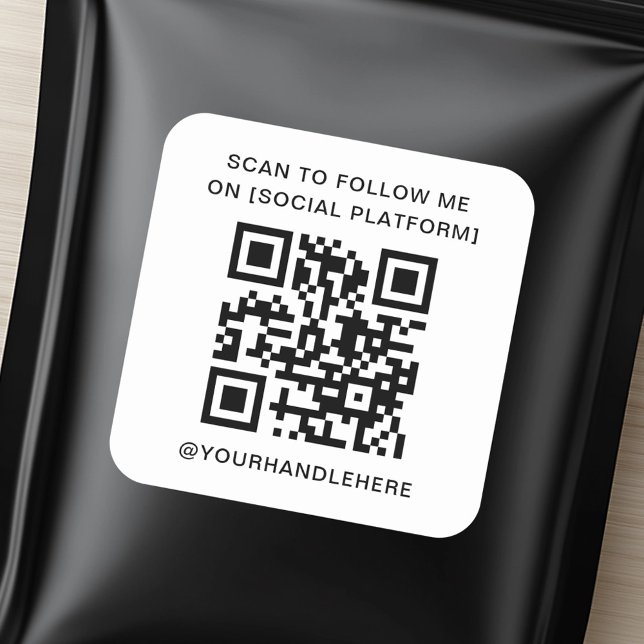 QR-Code-Scan folgen mir auf Social Media-Plattform Quadratischer Aufkleber (QR code scan to follow me on social media platform Square Sticker)