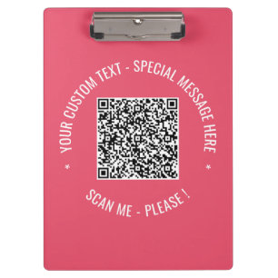QR-Code Scan Info Benutzerdefinierte Text- und Far Klemmbrett