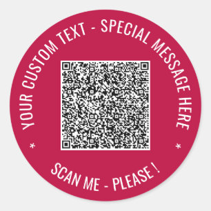 QR Code Scan Info Benutzerdefinierte Textaufkleber Runder Aufkleber