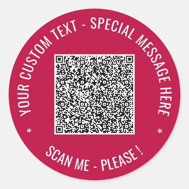QR Code Scan Info Benutzerdefinierte Textaufkleber Runder Aufkleber (Vorderseite)